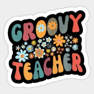 Groovy Teacher Retro Colorful Design Teacher Day Teaching Sticker